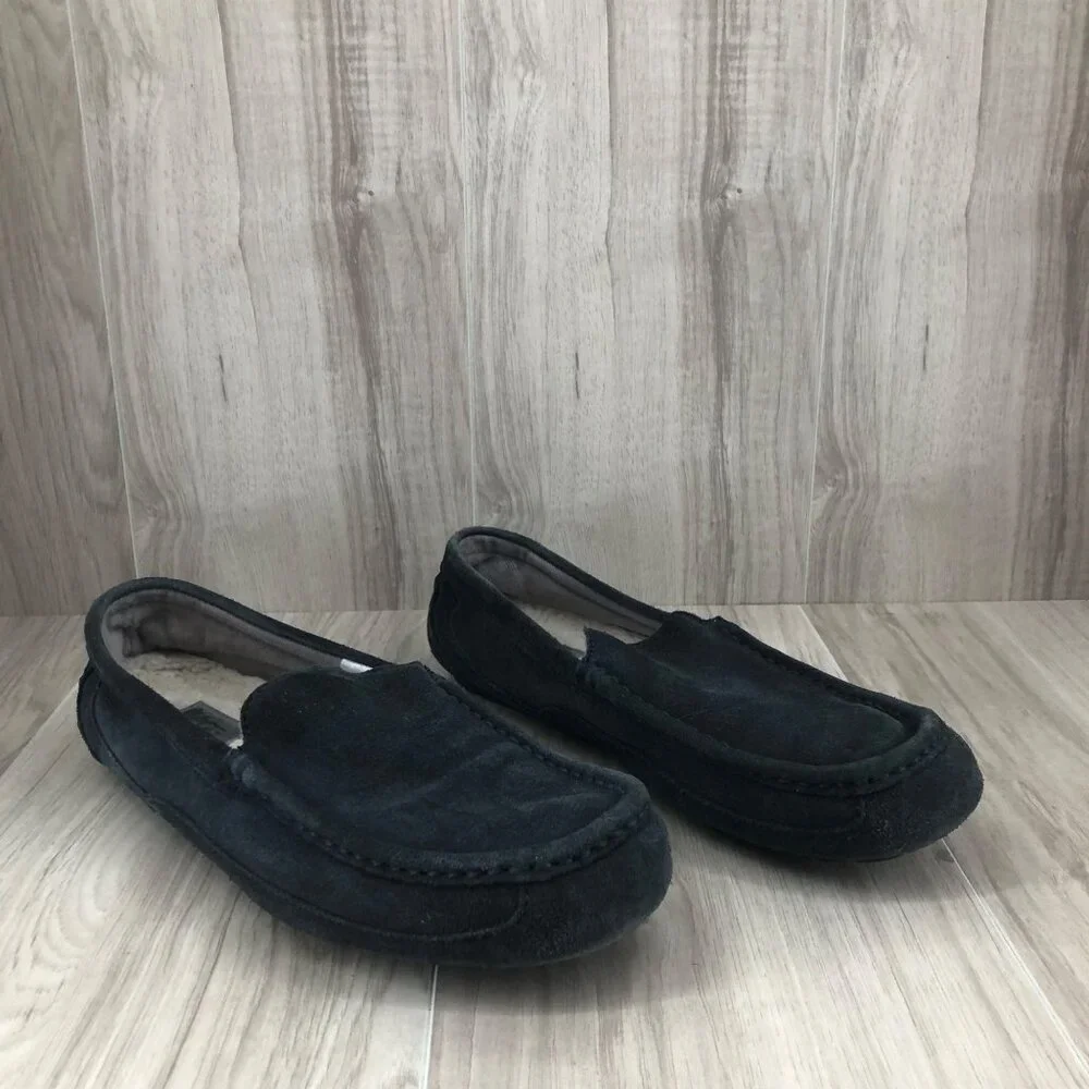 Ugg Slippers Mens 10 Alder Blue Suede Slip On Shoes